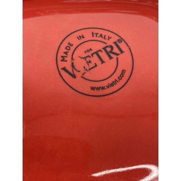 Vietri Chip & Dip pottery Serving Bowl Dinner Party Red With Color Dots - Picture 12 of 12